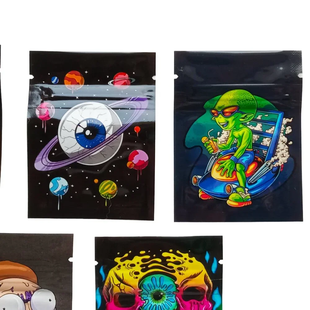 5 Trippy Mylar Bags, Herbal Psychedelic Zip Lock Printed Pouches, Space, Alien.. - Picture 10 of 16